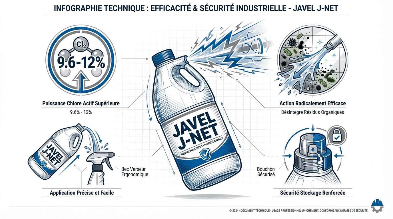 Bidon d'eau de javel J-Net Gros Travaux avec bec verseur pour application précise