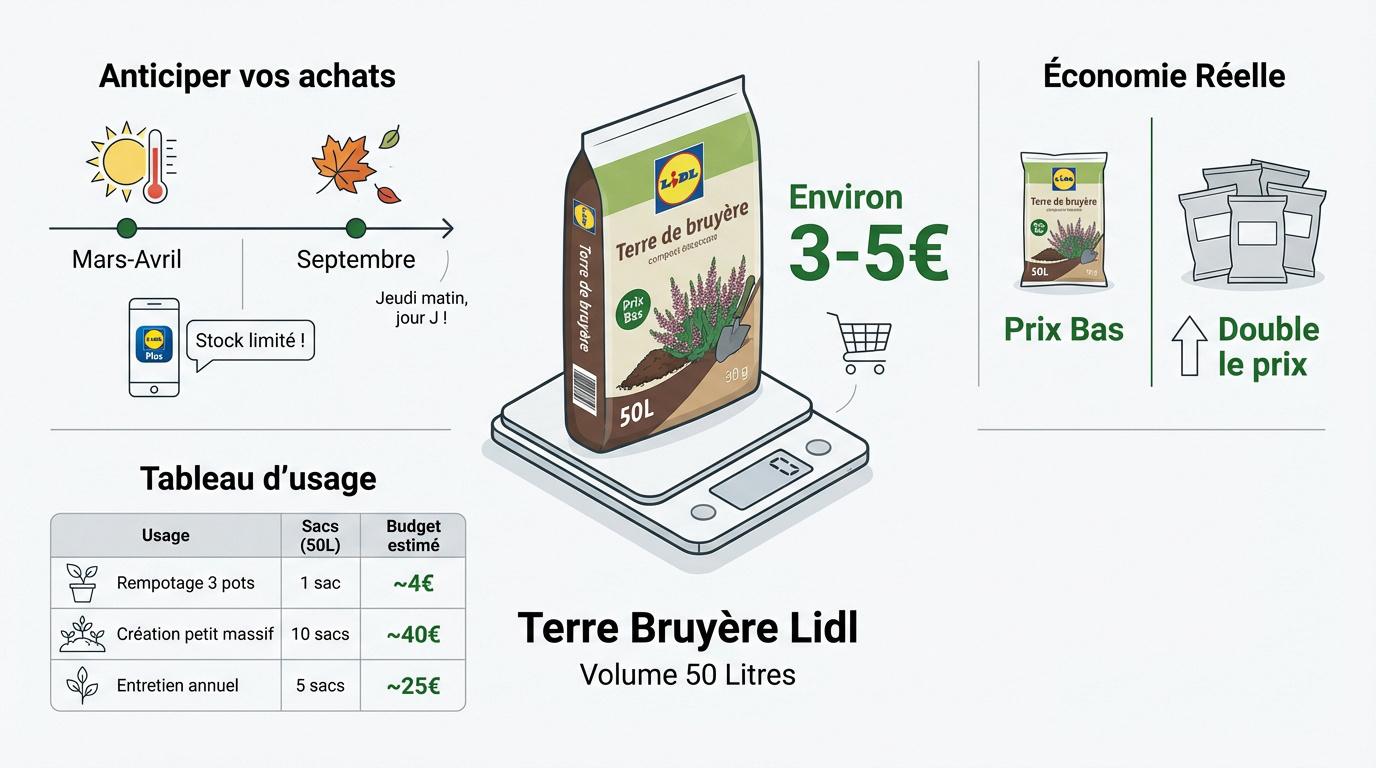 Sac de terre de bruyère Lidl de 50 litres pour jardinage