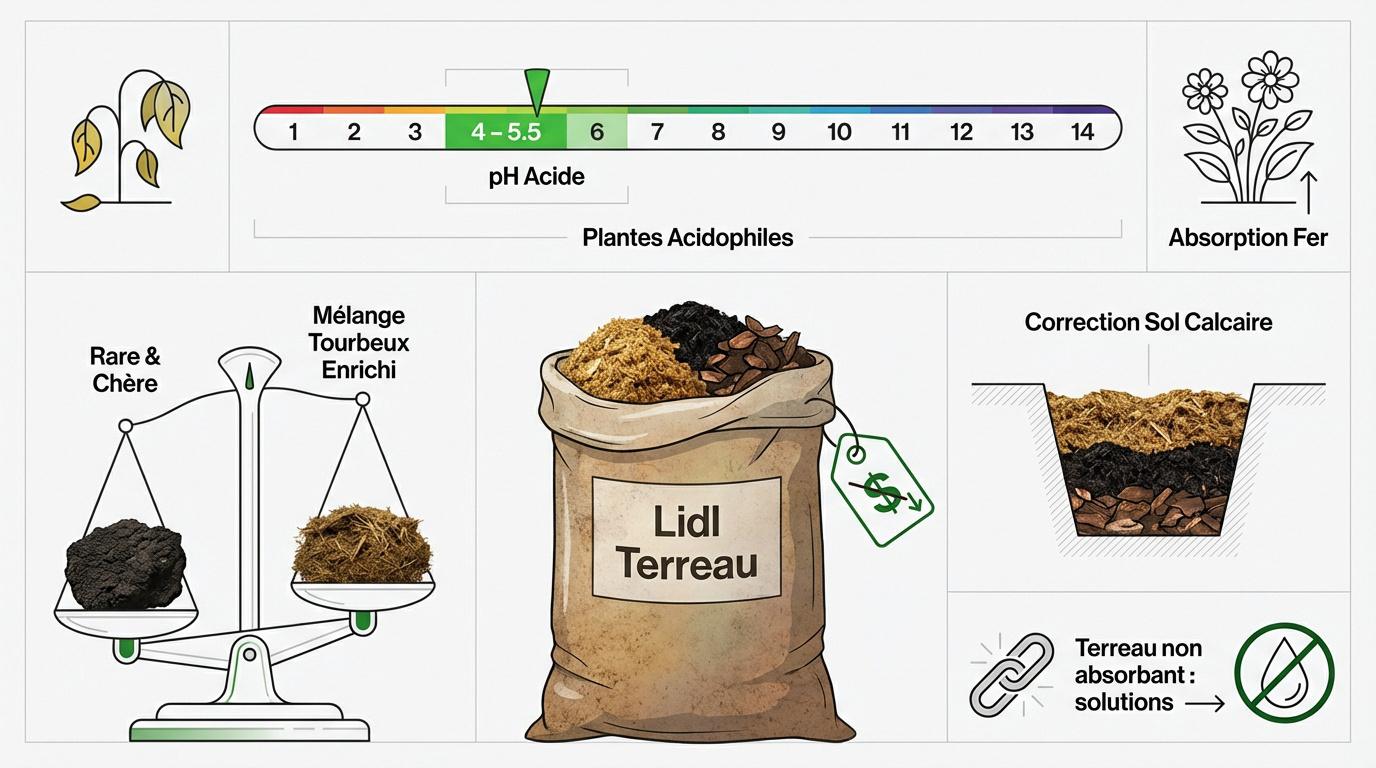 Sac de terreau Lidl pour plantes de terre de bruyère et massifs acides