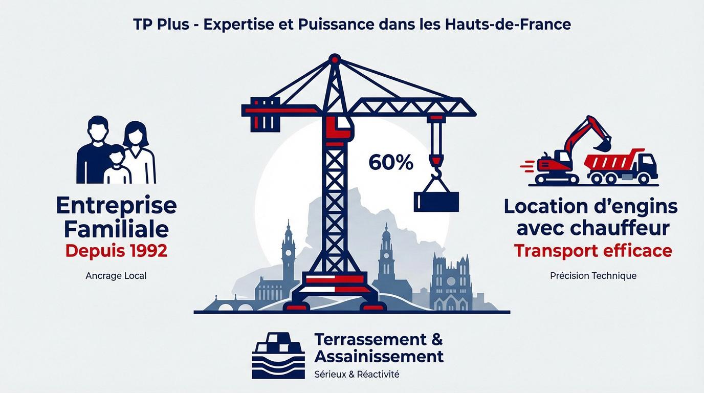 Engins de chantier TP Plus en intervention dans les Hauts-de-France