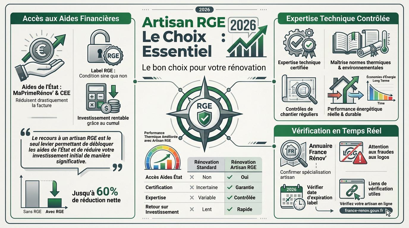 Artisan certifié RGE réalisant l'isolation d'un logement en 2026
