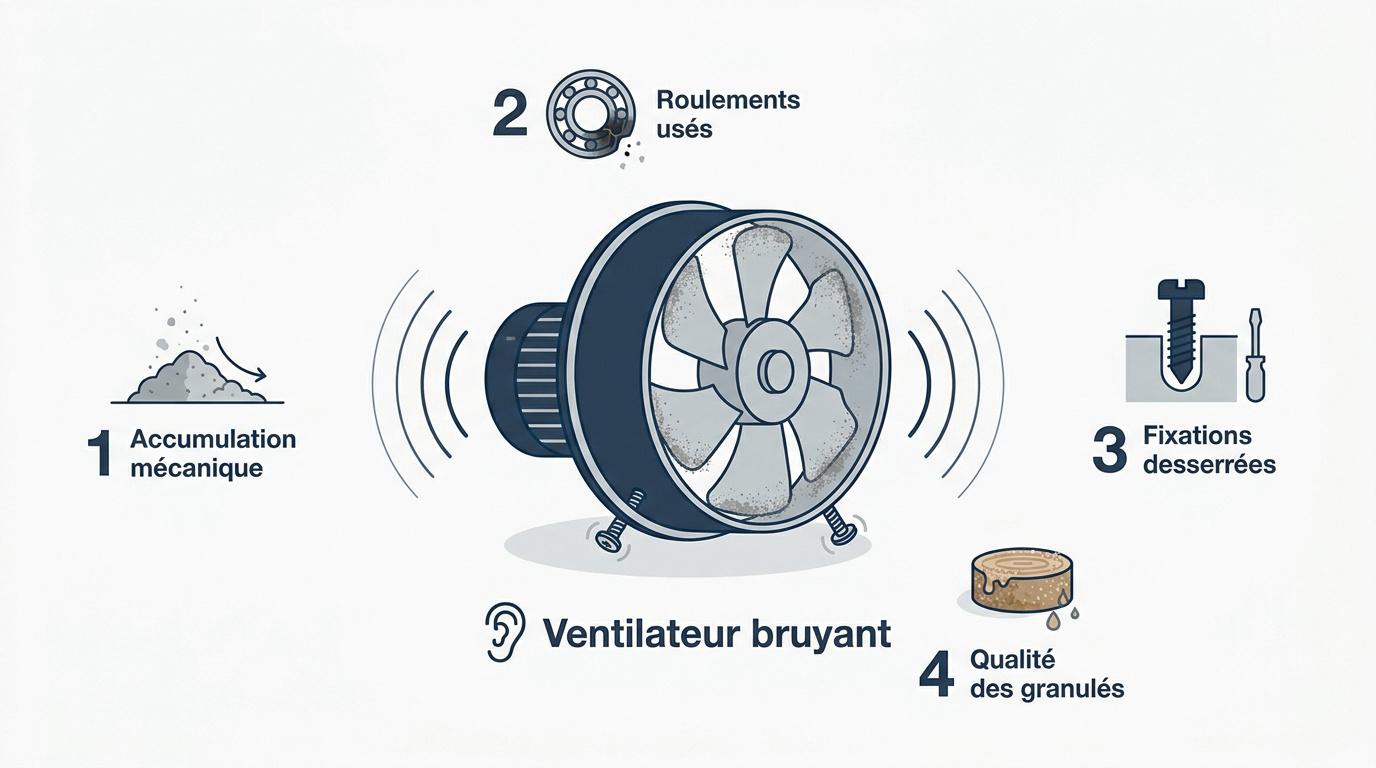 Causes principales du bruit d'un ventilateur de poêle à granulés encrassé