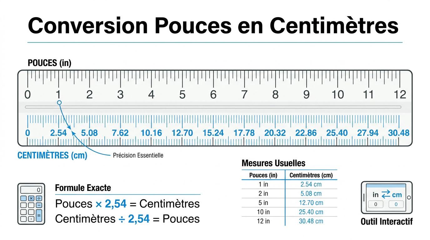 Tableau de conversion pouces en centimètres