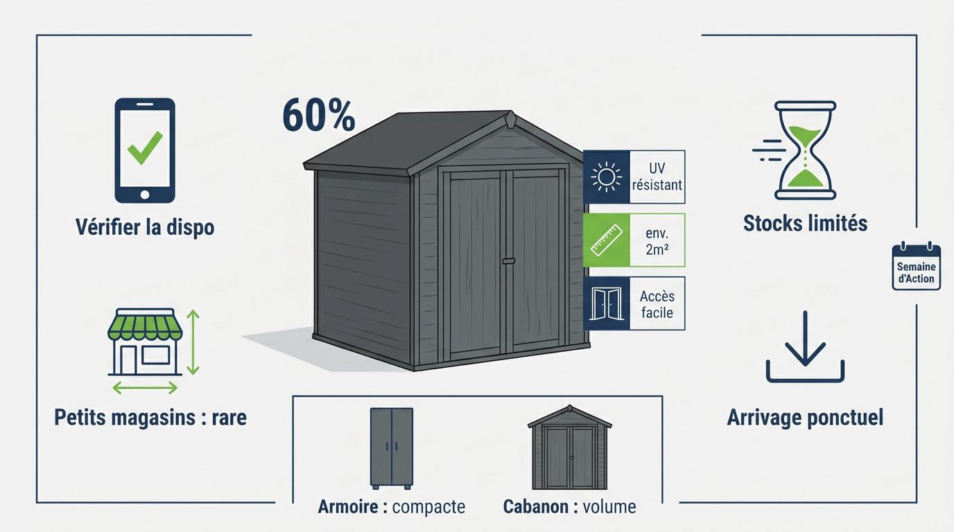 Cabanon de jardin en résine gris anthracite pour rangement extérieur