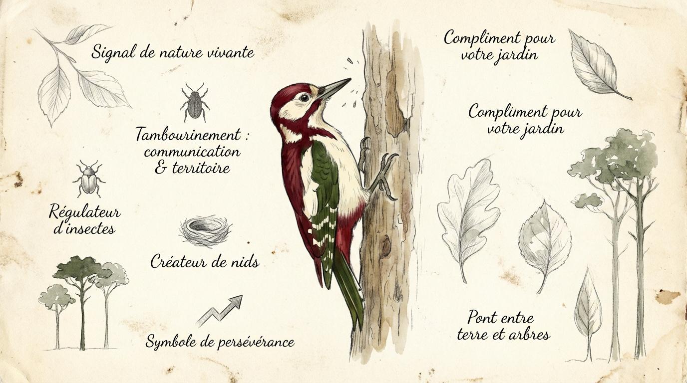 Pivert sur un tronc d'arbre dans un jardin sauvage