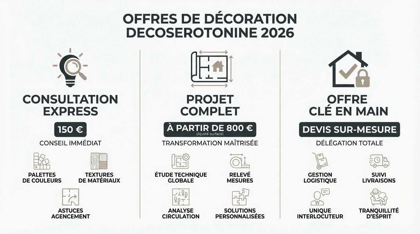 Tableau comparatif des offres de décoration Decoserotonine 2026