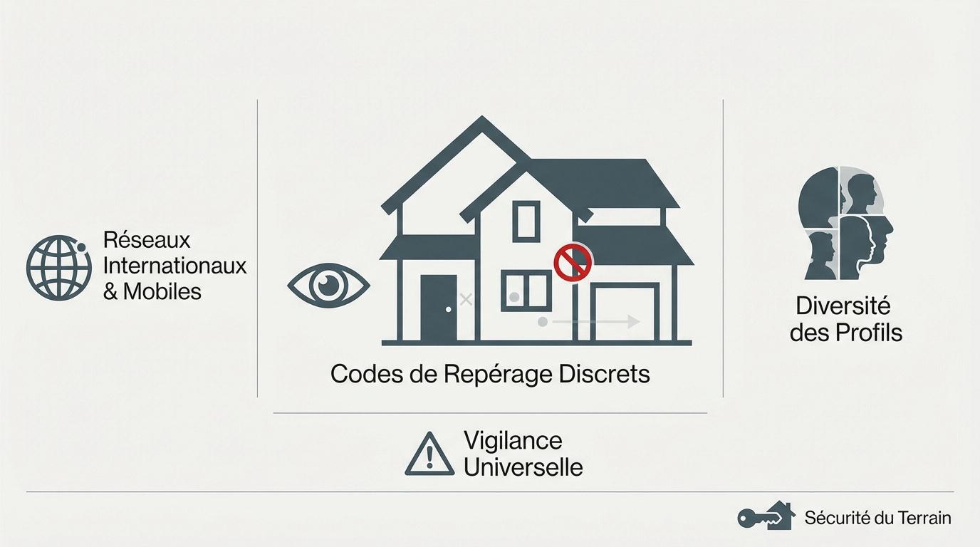 Repérage et marquage de signes de cambriolage sur un mur de maison