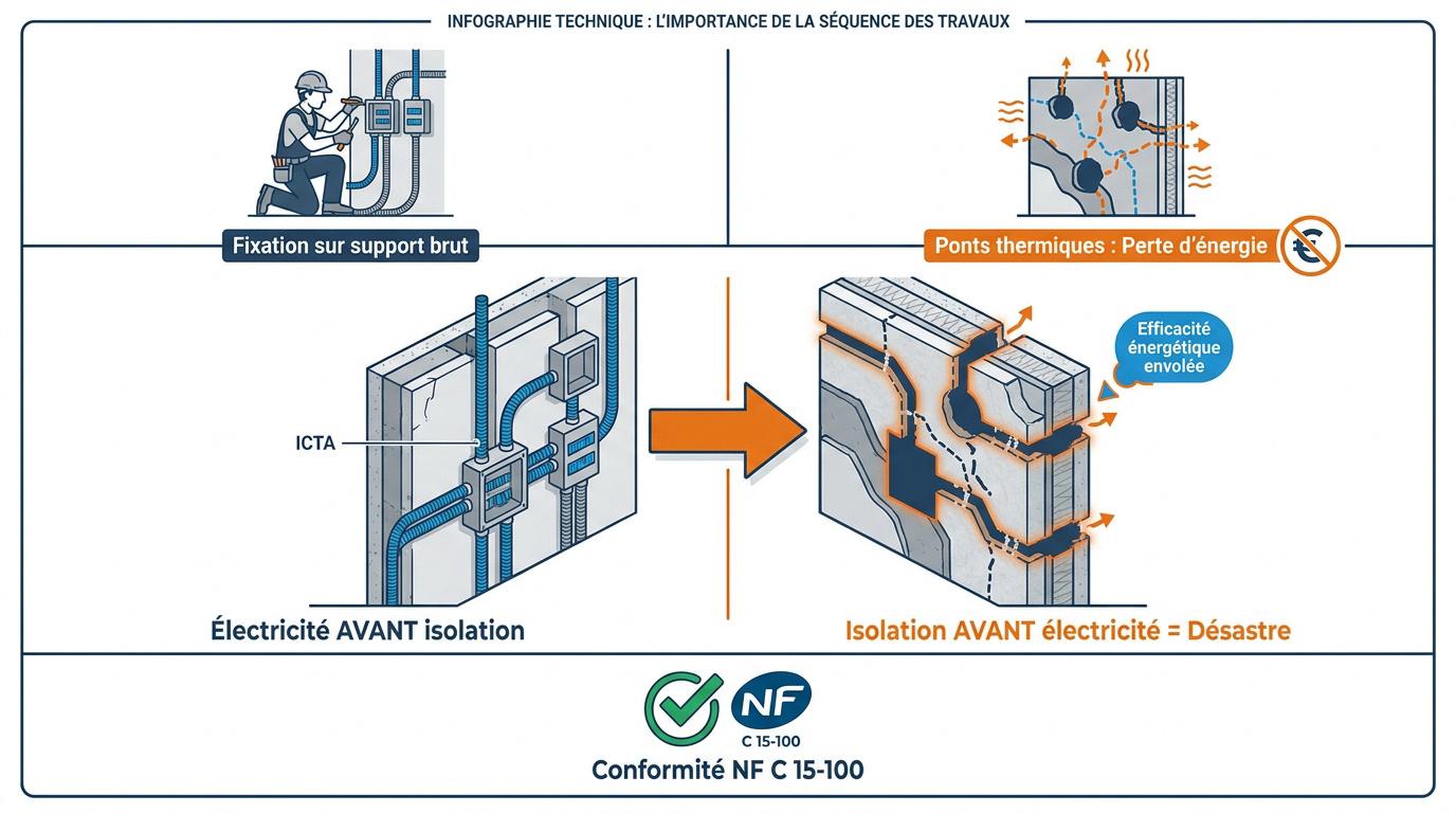 Séquence travaux électricité avant isolation