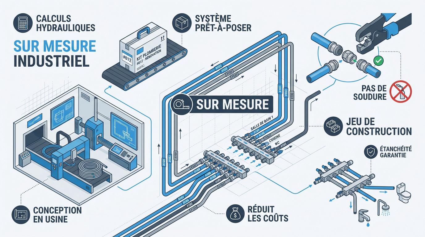 Kit de plomberie sur mesure avec collecteurs et tuyaux multicouche pour rénovation