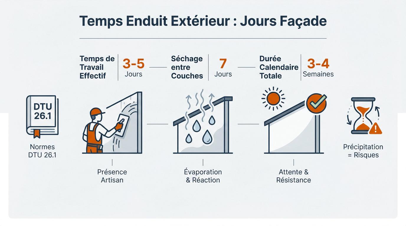 Calendrier et étapes clés pour enduire un mur extérieur