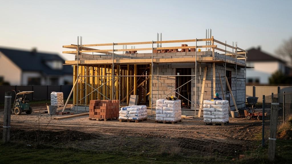 Chantier de maison individuelle à l'arrêt
