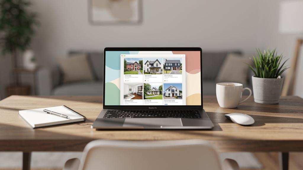 Une personne consultant des annonces immobilières sur un ordinateur portable