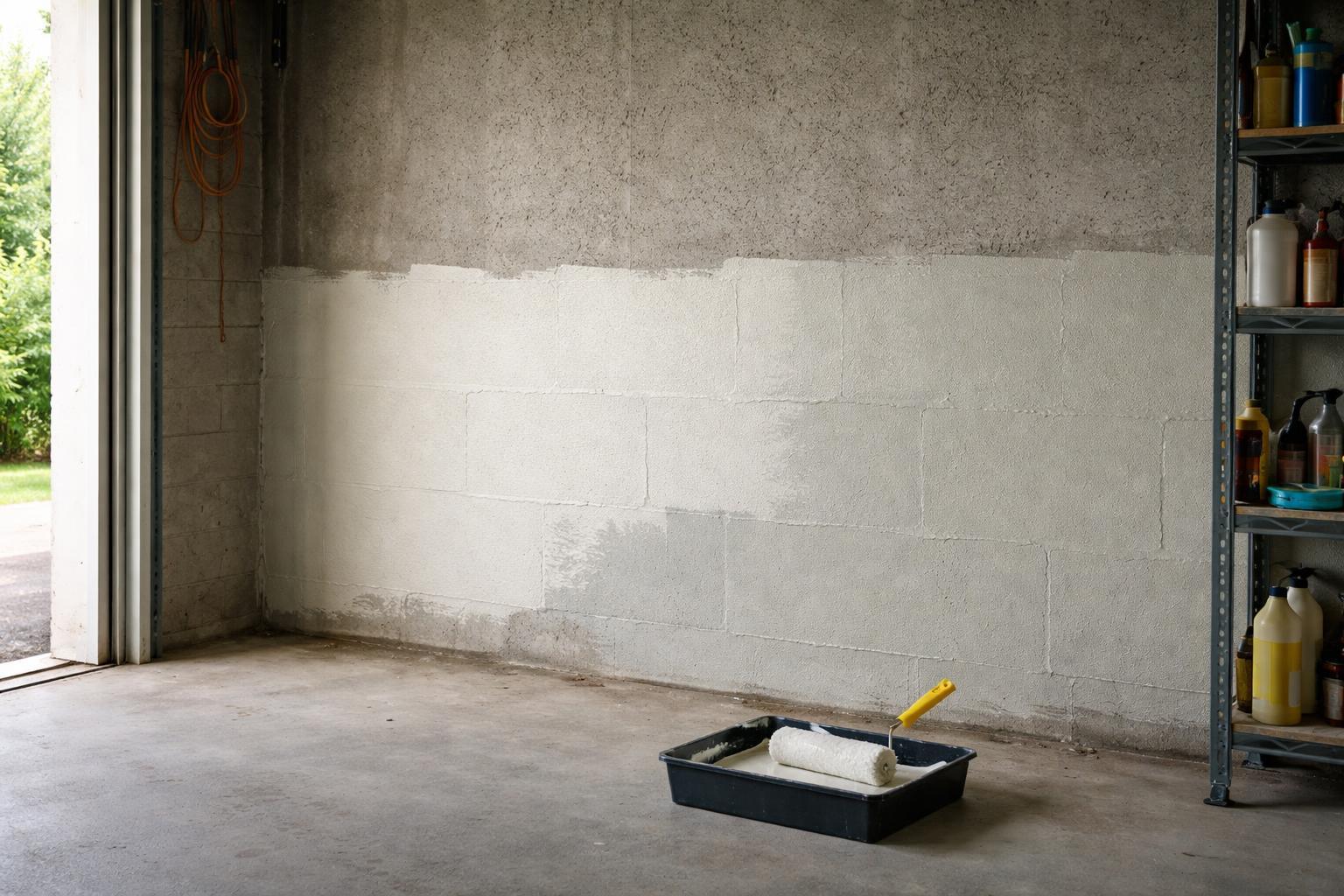 Application d'un traitement hydrofuge sur un mur en béton